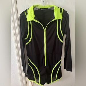 Lime green and black romper